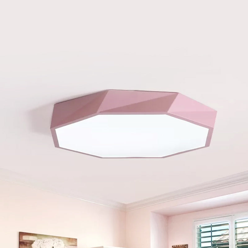 Acrylic Octagon Flush Mount Light Kid Bedroom Macaron LED Ceiling Light with Candy Color Pink Clearhalo 'Ceiling Lights' 'Close To Ceiling Lights' 'Close to ceiling' 'Flush mount' Lighting' 240211