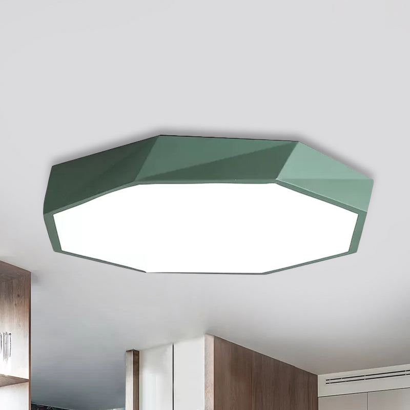 Acrylic Octagon Flush Mount Light Kid Bedroom Macaron LED Ceiling Light with Candy Color Green Clearhalo 'Ceiling Lights' 'Close To Ceiling Lights' 'Close to ceiling' 'Flush mount' Lighting' 240214