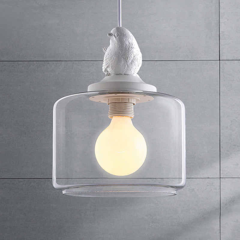 Transparent Glass Hanging Light with Bird One Light Modern Style Pendant Light in White Clearhalo 'Ceiling Lights' 'Chandeliers' 'Glass shade' 'Glass' 'Pendant Lights' 'Pendants' Lighting' 240247