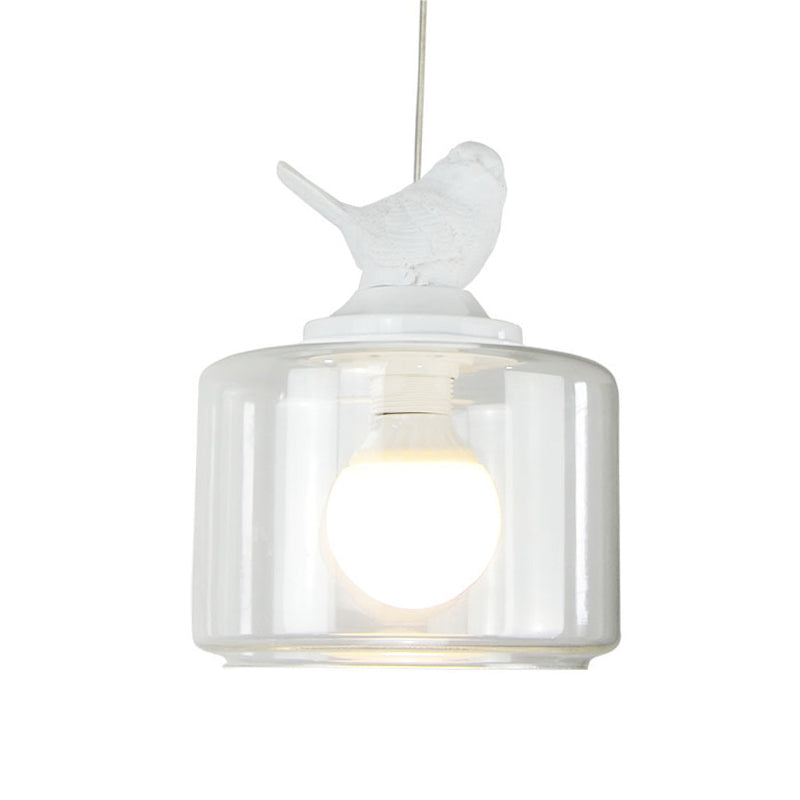 Transparent Glass Hanging Light with Bird One Light Modern Style Pendant Light in White Clearhalo 'Ceiling Lights' 'Chandeliers' 'Glass shade' 'Glass' 'Pendant Lights' 'Pendants' Lighting' 240248
