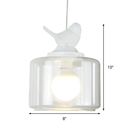 Transparent Glass Hanging Light with Bird One Light Modern Style Pendant Light in White Clearhalo 'Ceiling Lights' 'Chandeliers' 'Glass shade' 'Glass' 'Pendant Lights' 'Pendants' Lighting' 240249