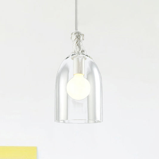 Transparent Glass Hanging Light with Bird One Light Modern Style Pendant Light in White Clear B Clearhalo 'Ceiling Lights' 'Chandeliers' 'Glass shade' 'Glass' 'Pendant Lights' 'Pendants' Lighting' 240250