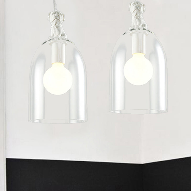 Transparent Glass Hanging Light with Bird One Light Modern Style Pendant Light in White Clearhalo 'Ceiling Lights' 'Chandeliers' 'Glass shade' 'Glass' 'Pendant Lights' 'Pendants' Lighting' 240251