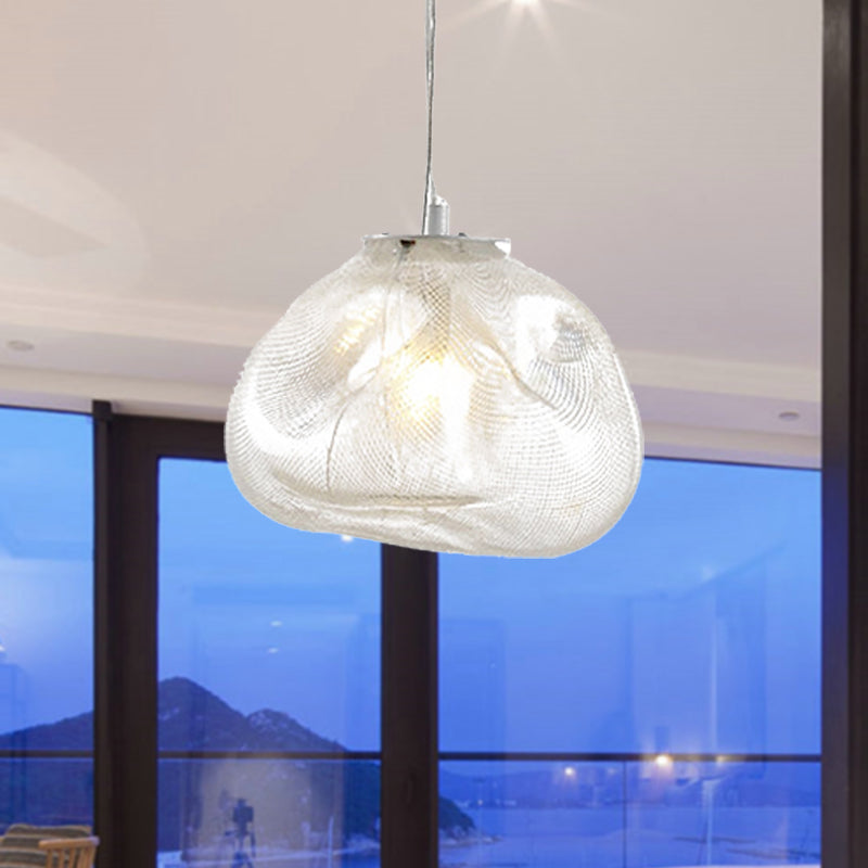 8"/12" W Cloud Shaped Pendant Light Contemporary Clear/Smoke Gray Hand-Blown Glass 1 Bulb Indoor Hanging Lamp Clearhalo 'Ceiling Lights' 'Glass shade' 'Glass' 'Modern Pendants' 'Modern' 'Pendant Lights' 'Pendants' Lighting' 240302