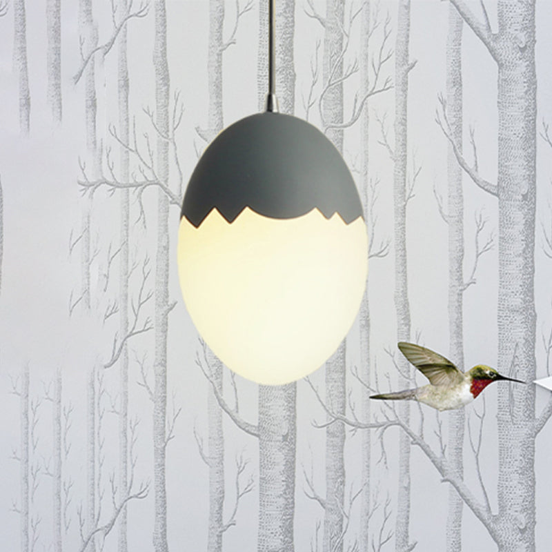 Modern Stylish Hanging Light Eggshell Acrylic Metal Suspension Light for Dining Room Grey Clearhalo 'Ceiling Lights' 'Glass shade' 'Glass' 'Pendant Lights' 'Pendants' Lighting' 240304