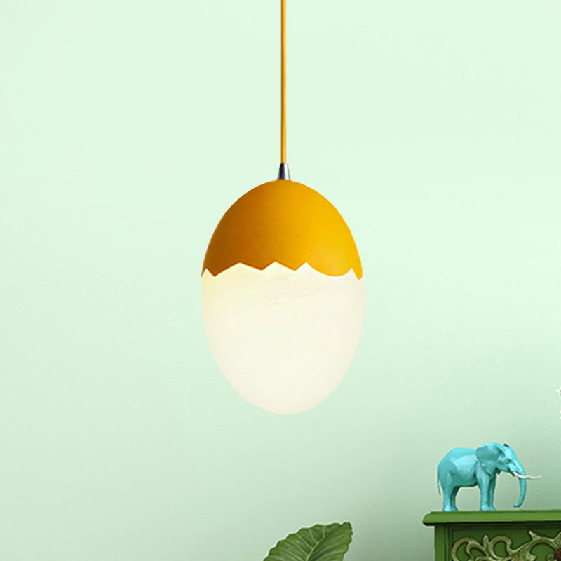 Modern Stylish Hanging Light Eggshell Acrylic Metal Suspension Light for Dining Room Yellow Clearhalo 'Ceiling Lights' 'Glass shade' 'Glass' 'Pendant Lights' 'Pendants' Lighting' 240306