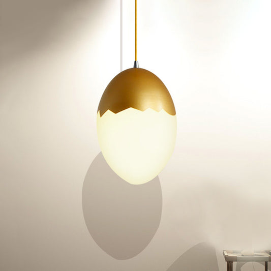 Modern Stylish Hanging Light Eggshell Acrylic Metal Suspension Light for Dining Room Clearhalo 'Ceiling Lights' 'Glass shade' 'Glass' 'Pendant Lights' 'Pendants' Lighting' 240309
