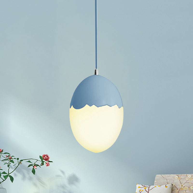 Modern Stylish Hanging Light Eggshell Acrylic Metal Suspension Light for Dining Room Blue Clearhalo 'Ceiling Lights' 'Glass shade' 'Glass' 'Pendant Lights' 'Pendants' Lighting' 240311