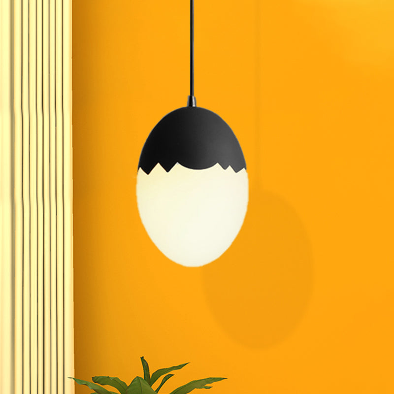 Modern Stylish Hanging Light Eggshell Acrylic Metal Suspension Light for Dining Room Black Clearhalo 'Ceiling Lights' 'Glass shade' 'Glass' 'Pendant Lights' 'Pendants' Lighting' 240313