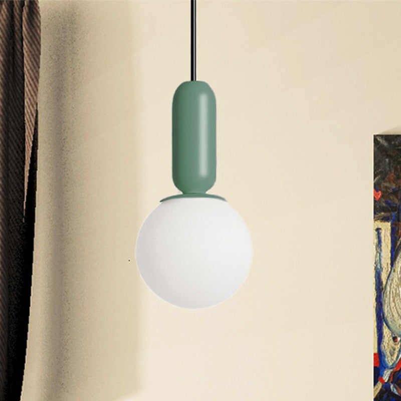 Nordic Stylish Bare Bulb Pendant Light 1 Head Hanging Lamp for Study Room Bedroom Green Clearhalo 'Ceiling Lights' 'Chandeliers' 'Glass shade' 'Glass' 'Pendant Lights' 'Pendants' Lighting' 240353