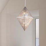 1 Bulb Pendant Lighting with Diamond Metal Shade Post-Modern Chrome Hanging Ceiling Light, 10"/14"W Clearhalo 'Ceiling Lights' 'Modern Pendants' 'Modern' 'Pendant Lights' 'Pendants' Lighting' 240456