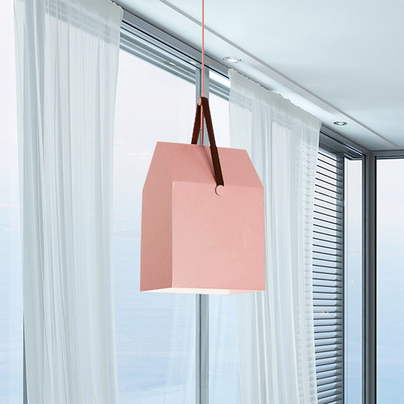 1 Bulb Bag Pendant Light Nordic Style Metal Hanging Light for Dining Room Restaurant Pink C Clearhalo 'Ceiling Lights' 'Pendant Lights' 'Pendants' Lighting' 240459_0adc54ba-e8c0-4c1a-9bd2-5f3ec5f994b7