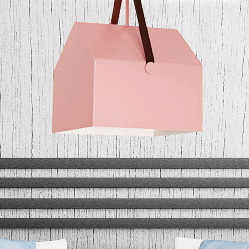 1 Bulb Bag Pendant Light Nordic Style Metal Hanging Light for Dining Room Restaurant Pink A Clearhalo 'Ceiling Lights' 'Pendant Lights' 'Pendants' Lighting' 240461_8a4c2699-c69b-4376-a0fd-4fd3523093fc