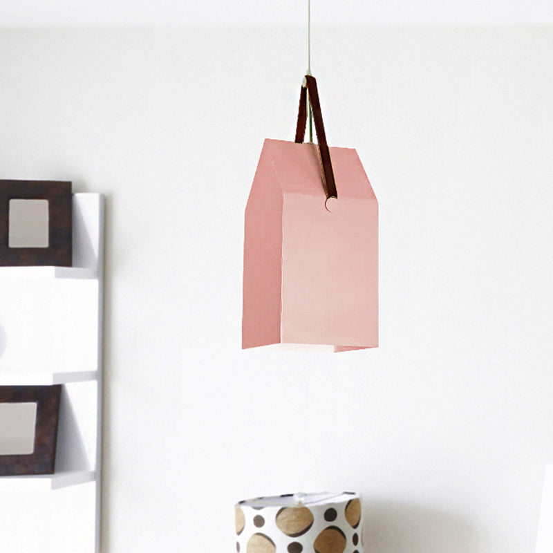 1 Bulb Bag Pendant Light Nordic Style Metal Hanging Light for Dining Room Restaurant Pink B Clearhalo 'Ceiling Lights' 'Pendant Lights' 'Pendants' Lighting' 240479_787f8d7f-29e2-413f-8a42-39b4f07d8e5e