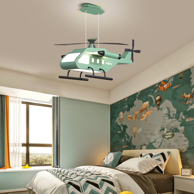Metal Helicopter Chandelier Lamp Kids Style LED Hanging Ceiling Light for Boys Bedroom Clearhalo 'Ceiling Lights' 'Chandeliers' Lighting' options 2404955