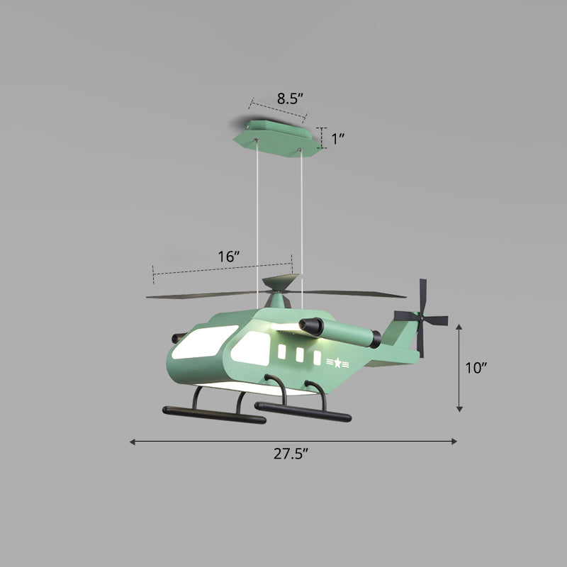 Metal Helicopter Chandelier Lamp Kids Style LED Hanging Ceiling Light for Boys Bedroom Green White Clearhalo 'Ceiling Lights' 'Chandeliers' Lighting' options 2404956_a9ce0996-79d2-4728-9bb9-aade7aee2f89