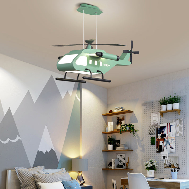 Metal Helicopter Chandelier Lamp Kids Style LED Hanging Ceiling Light for Boys Bedroom Clearhalo 'Ceiling Lights' 'Chandeliers' Lighting' options 2404958