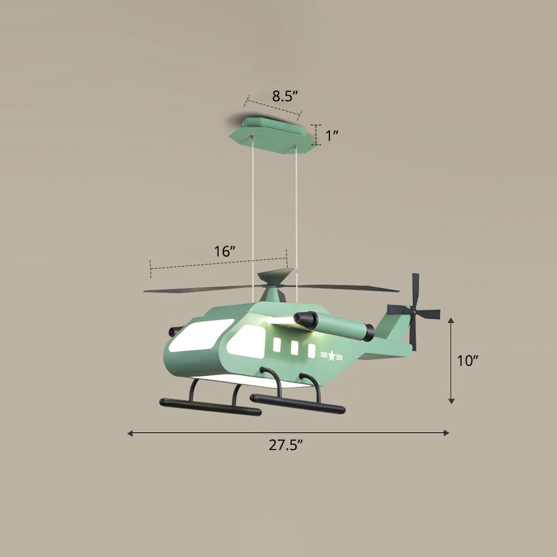 Metal Helicopter Chandelier Lamp Kids Style LED Hanging Ceiling Light for Boys Bedroom Green Warm Clearhalo 'Ceiling Lights' 'Chandeliers' Lighting' options 2404959_3b131b78-861e-4136-b366-27174e078807