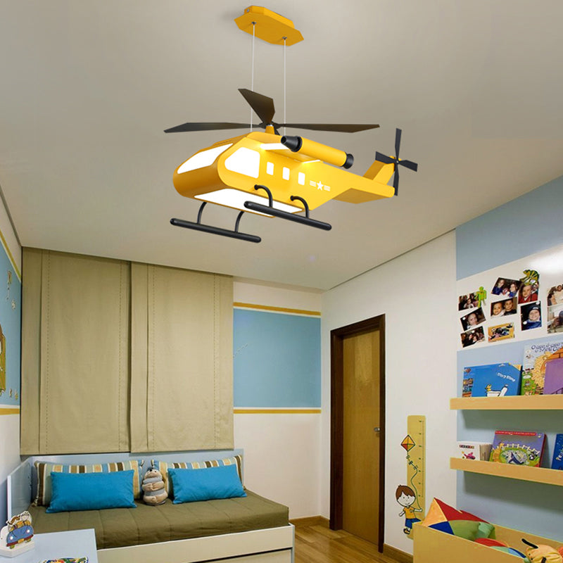 Metal Helicopter Chandelier Lamp Kids Style LED Hanging Ceiling Light for Boys Bedroom Clearhalo 'Ceiling Lights' 'Chandeliers' Lighting' options 2404962