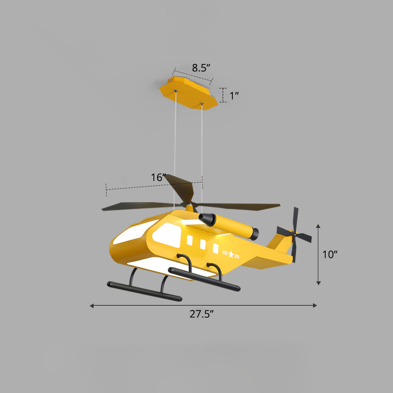 Metal Helicopter Chandelier Lamp Kids Style LED Hanging Ceiling Light for Boys Bedroom Yellow White Clearhalo 'Ceiling Lights' 'Chandeliers' Lighting' options 2404963_e7bb8ccd-c8e2-416e-8c0c-4365d56027e0