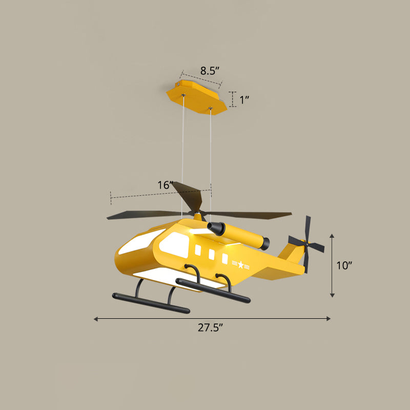 Metal Helicopter Chandelier Lamp Kids Style LED Hanging Ceiling Light for Boys Bedroom Yellow Warm Clearhalo 'Ceiling Lights' 'Chandeliers' Lighting' options 2404967_3d4f243b-50b0-4fc7-a9d2-30858b2c5ed7