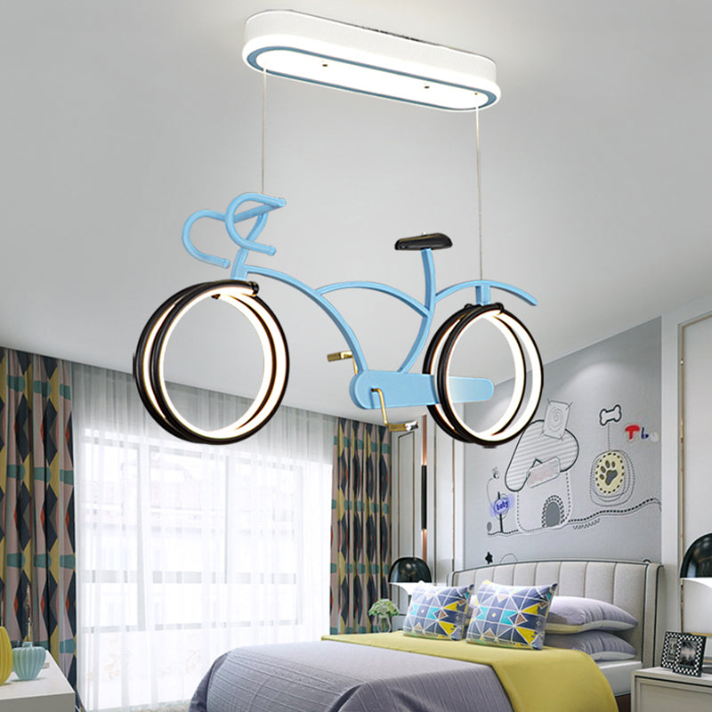 Bicycle LED Pendant Chandelier Creative Acrylic Childrens Bedroom Hanging Light Fixture Clearhalo 'Ceiling Lights' 'Chandeliers' Lighting' options 2404968