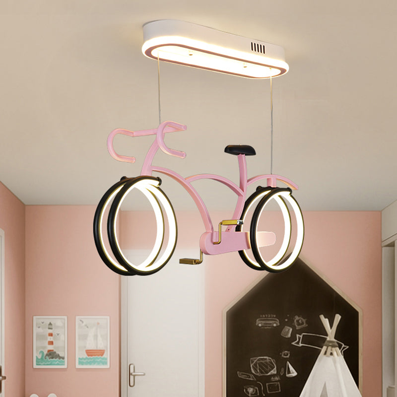 Bicycle LED Pendant Chandelier Creative Acrylic Childrens Bedroom Hanging Light Fixture Clearhalo 'Ceiling Lights' 'Chandeliers' Lighting' options 2404969