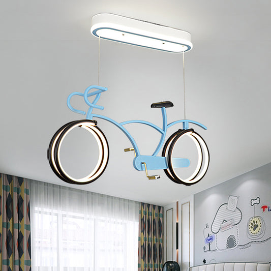 Bicycle LED Pendant Chandelier Creative Acrylic Childrens Bedroom Hanging Light Fixture Clearhalo 'Ceiling Lights' 'Chandeliers' Lighting' options 2404970