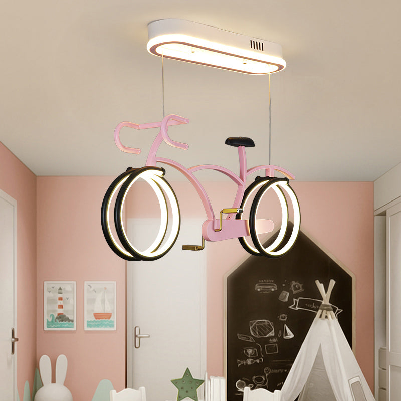 Bicycle LED Pendant Chandelier Creative Acrylic Childrens Bedroom Hanging Light Fixture Clearhalo 'Ceiling Lights' 'Chandeliers' Lighting' options 2404973