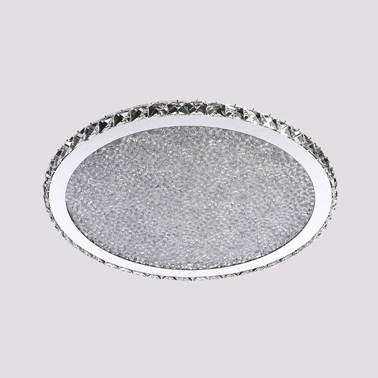 Disc LED Flush Light Fixture Simple Style Crystal Bedroom Ceiling Mounted Light in Chrome Chrome