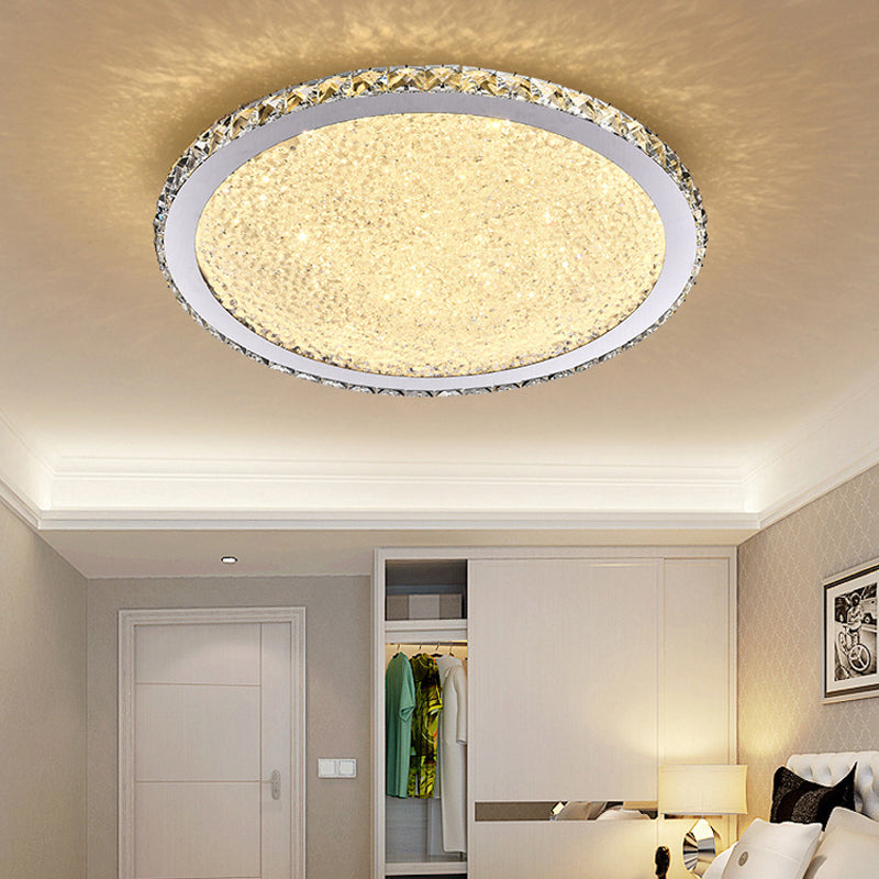 Disc LED Flush Light Fixture Simple Style Crystal Bedroom Ceiling Mounted Light in Chrome Clearhalo 'Ceiling Lights' 'Close To Ceiling Lights' 'Close to ceiling' 'Flush mount' Lighting' 2404986
