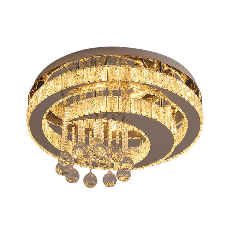 Round Crystal LED Ceiling Fixture Nordic Style Chrome Semi Flush Light for Bedroom Clearhalo 'Ceiling Lights' 'Close To Ceiling Lights' 'Close to ceiling' 'Semi-flushmount' Lighting' 2405009