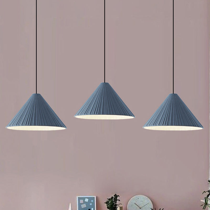 Nordic Style Fold Cone Pendant Light 1 Head Resin Hanging Light for Cafe Restaurant Blue Clearhalo 'Ceiling Lights' 'Pendant Lights' 'Pendants' Lighting' 240501_1143c8b7-4f0e-4d31-84b6-5f3a4f3d384b
