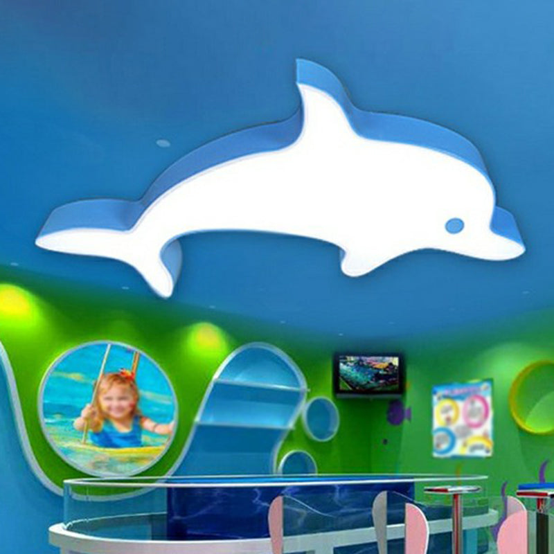 Dolphin Swimming Pool Ceiling Mount Light Metal Childrens LED Flush Light in Blue Clearhalo 'Ceiling Lights' 'Close To Ceiling Lights' 'Close to ceiling' 'Flush mount' Lighting' 2405051