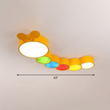 Cartoon Caterpillar LED Ceiling Lighting Metal Kindergarten Flush Mount Fixture in Yellow Clearhalo 'Ceiling Lights' 'Close To Ceiling Lights' 'Close to ceiling' 'Flush mount' Lighting' 2405059