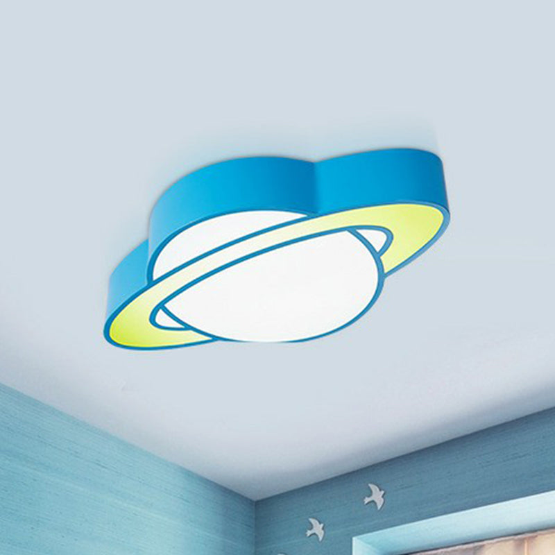 Blue Finish Planet Ceiling Lamp Cartoon LED Acrylic Flush Mounted Light for Kindergarten Clearhalo 'Ceiling Lights' 'Close To Ceiling Lights' 'Close to ceiling' 'Flush mount' Lighting' 2405090