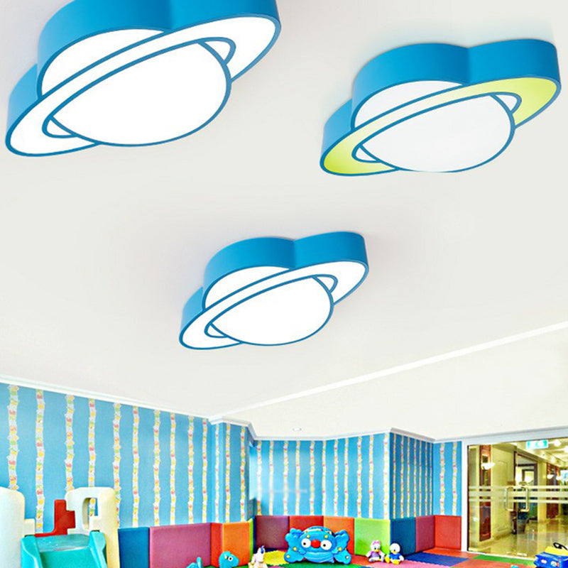 Blue Finish Planet Ceiling Lamp Cartoon LED Acrylic Flush Mounted Light for Kindergarten Clearhalo 'Ceiling Lights' 'Close To Ceiling Lights' 'Close to ceiling' 'Flush mount' Lighting' 2405092