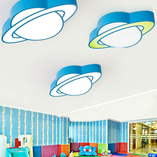 Blue Finish Planet Ceiling Lamp Cartoon LED Acrylic Flush Mounted Light for Kindergarten Clearhalo 'Ceiling Lights' 'Close To Ceiling Lights' 'Close to ceiling' 'Flush mount' Lighting' 2405092