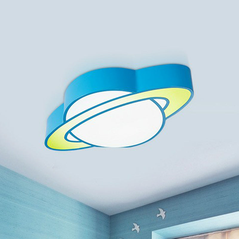 Blue Finish Planet Ceiling Lamp Cartoon LED Acrylic Flush Mounted Light for Kindergarten Clearhalo 'Ceiling Lights' 'Close To Ceiling Lights' 'Close to ceiling' 'Flush mount' Lighting' 2405094