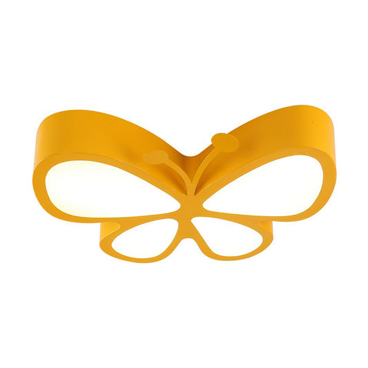 Butterfly LED Flush Mount Light Cartoon Metal Flushmount Ceiling Lamp for Nursery Yellow Clearhalo 'Ceiling Lights' 'Close To Ceiling Lights' 'Close to ceiling' 'Flush mount' Lighting' 2405111