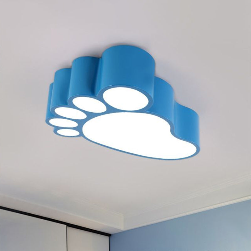 Childrens Feet Shaped Flush Mount Metallic Bedroom LED Flush Ceiling Light Fixture Blue Clearhalo 'Ceiling Lights' 'Close To Ceiling Lights' 'Close to ceiling' 'Flush mount' Lighting' 2405124