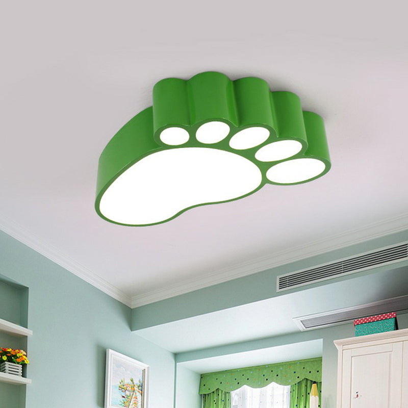Childrens Feet Shaped Flush Mount Metallic Bedroom LED Flush Ceiling Light Fixture Green Clearhalo 'Ceiling Lights' 'Close To Ceiling Lights' 'Close to ceiling' 'Flush mount' Lighting' 2405126