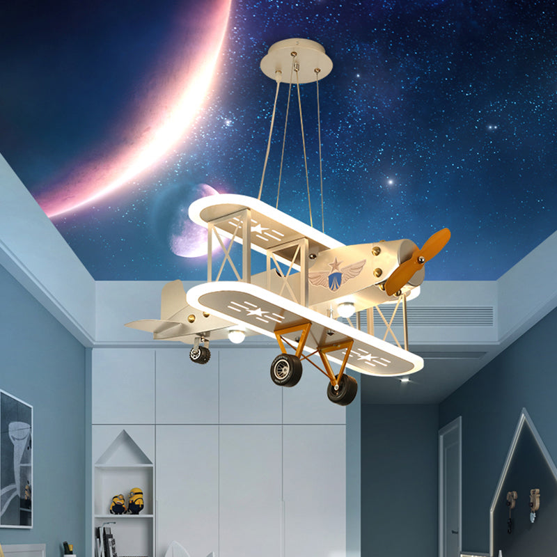 Biplane Acrylic Suspension Light Creative LED Chandelier Pendant Light for Boys Room Clearhalo 'Ceiling Lights' 'Chandeliers' Lighting' 2405152