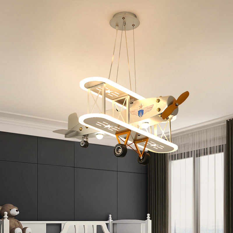 Biplane Acrylic Suspension Light Creative LED Chandelier Pendant Light for Boys Room Clearhalo 'Ceiling Lights' 'Chandeliers' Lighting' 2405154