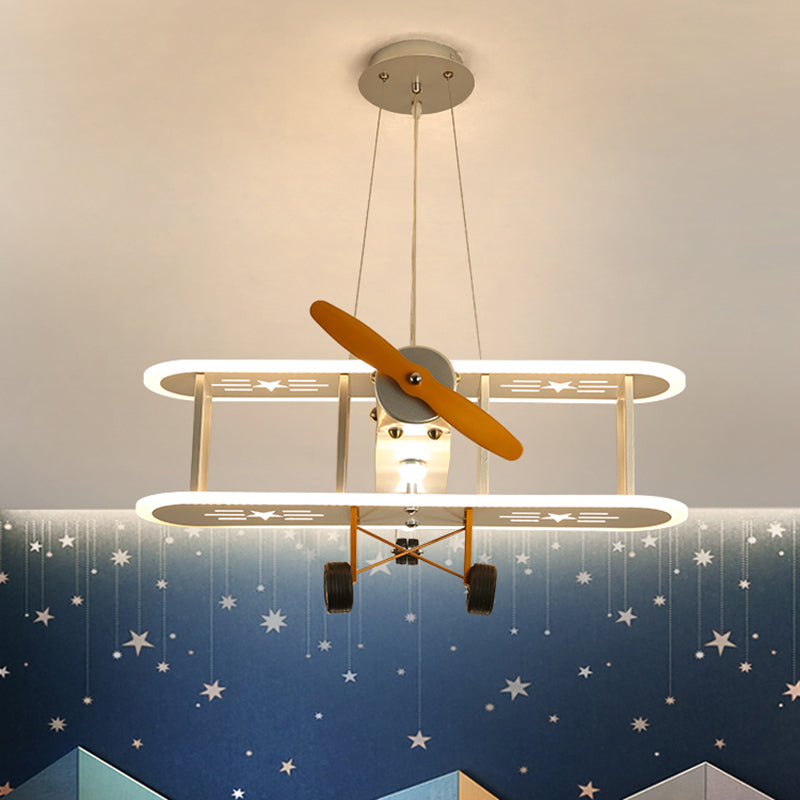 Biplane Acrylic Suspension Light Creative LED Chandelier Pendant Light for Boys Room Clearhalo 'Ceiling Lights' 'Chandeliers' Lighting' 2405156