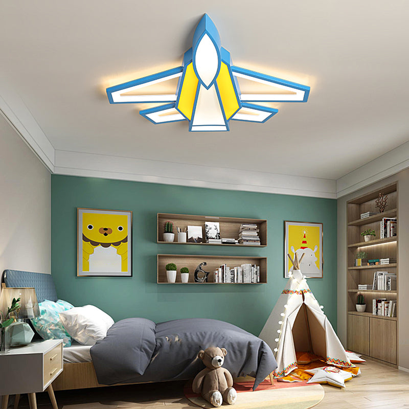 Aircraft Acrylic Flush Ceiling Light Cartoon Style LED Flush Mount Fixture for Boys Bedroom Clearhalo 'Ceiling Lights' 'Close To Ceiling Lights' 'Close to ceiling' 'Flush mount' Lighting' 2405160