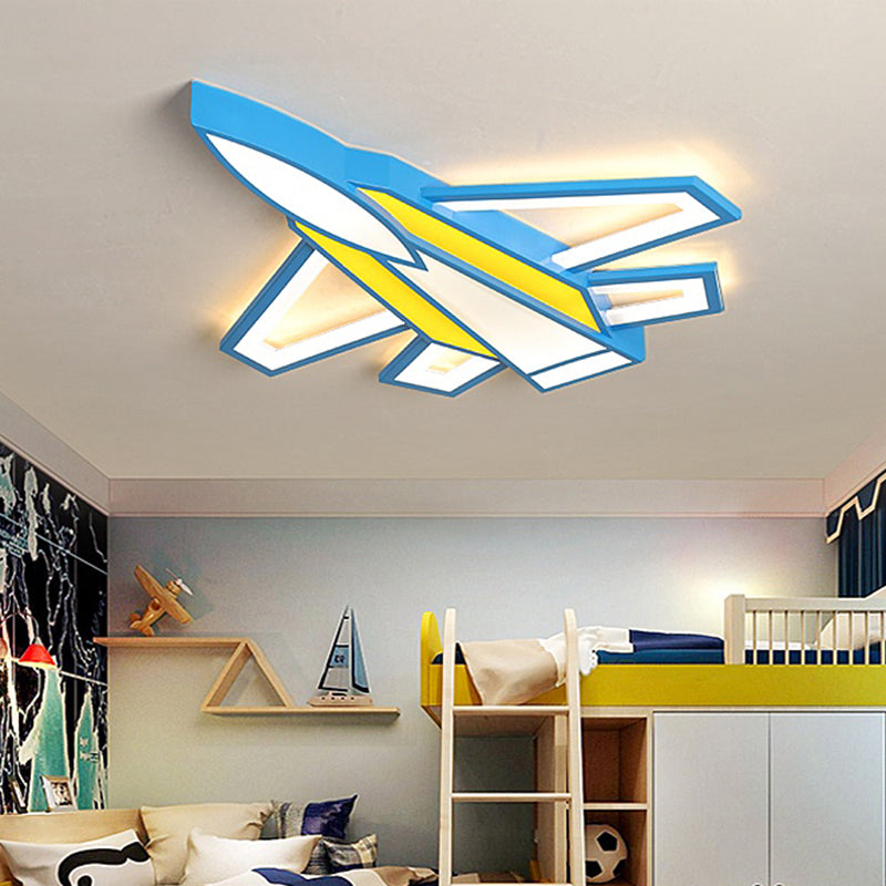 Aircraft Acrylic Flush Ceiling Light Cartoon Style LED Flush Mount Fixture for Boys Bedroom Clearhalo 'Ceiling Lights' 'Close To Ceiling Lights' 'Close to ceiling' 'Flush mount' Lighting' 2405163
