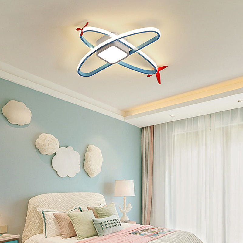Jet Plane LED Flush-Mount Light Fixture Cartoon Acrylic Child Bedroom Ceiling Light in Blue Clearhalo 'Ceiling Lights' 'Close To Ceiling Lights' 'Close to ceiling' 'Flush mount' Lighting' 2405173