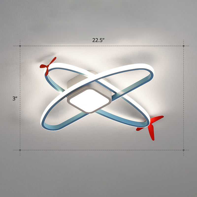 Jet Plane LED Flush-Mount Light Fixture Cartoon Acrylic Child Bedroom Ceiling Light in Blue Blue White Hollow Clearhalo 'Ceiling Lights' 'Close To Ceiling Lights' 'Close to ceiling' 'Flush mount' Lighting' 2405182