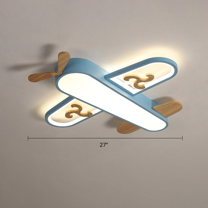 Aircraft Shaped Nursery Flush Mount Acrylic Cartoon Surface Mounted Led Ceiling Light Blue 27" Third Gear Clearhalo 'Ceiling Lights' 'Chandeliers' Lighting' options 2405235_a14db486-1b1b-49df-8c76-559944752c33